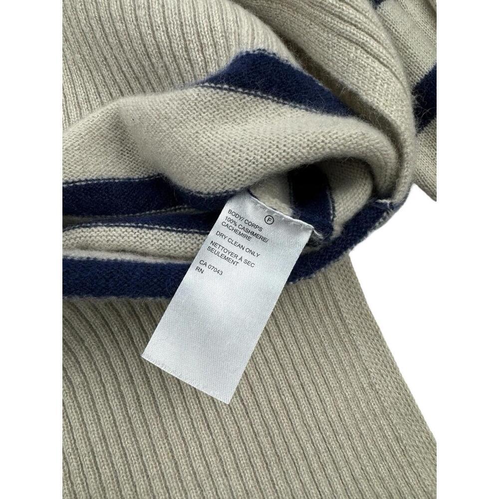 Saks Fifth Avenue Cashmere Pullover Turtleneck Sweater Striped Beige Size XS - Picture 3 of 5